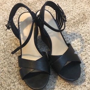 Criss cross wedge heels